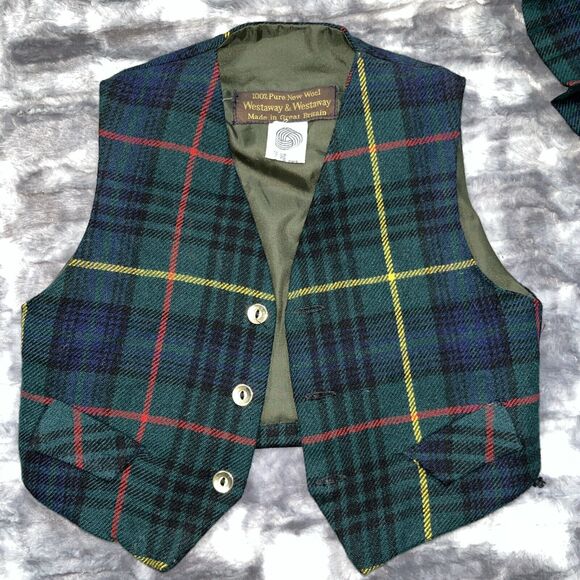 Vintage 2 Piece Westaway & Westaway Kids Uniform 100% Wool Great Britain Plaid‎ - Picture 8 of 12